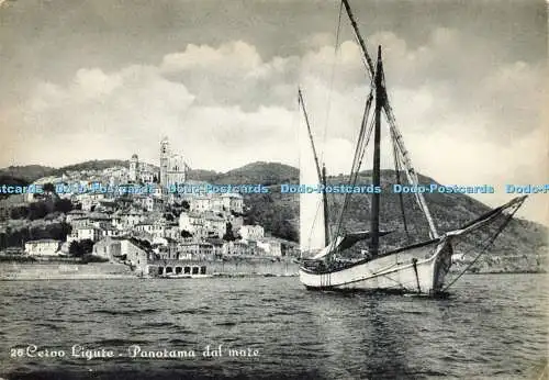 D163036 Cervo Ligure. Panorama dal Mare. Ghibaudo. Diano Marino. 1958