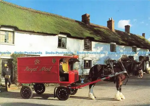 D163160 Pferde-Postwagen ca. 1950. Im Broadhembury Post Office. Die Mailva