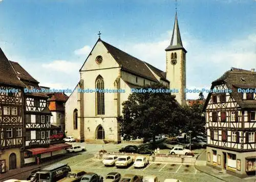 D180265 Mosbach. Baden. Blick auf Marktplatz mit Kirche. Schoning