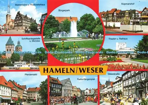 D180277 Hameln. Weser. Burgerpark. Theater u. Rathaus. Kopmanshof. Schoning. Geb