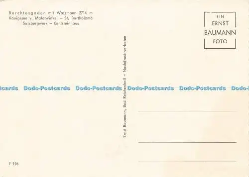 D181955 Gruss aus Berchtesgaden. Königssee v. Malerwinkel. Ernst Baumann. Multi