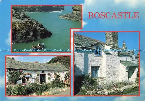 D184016 Boscastle. Die Hafeneinfahrt. Pixie Cottage. Ferienhäuser in Boscastle. J