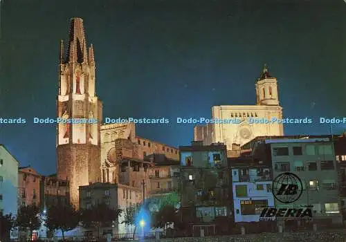 D181375 Gerona. St. Felix und der beleuchtete Dom. Fisa. Iberia