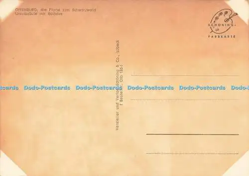 D186094 Offenburg. die Pforte zum Schwarzwald Ursulasaule mit Rathaus. Schoning
