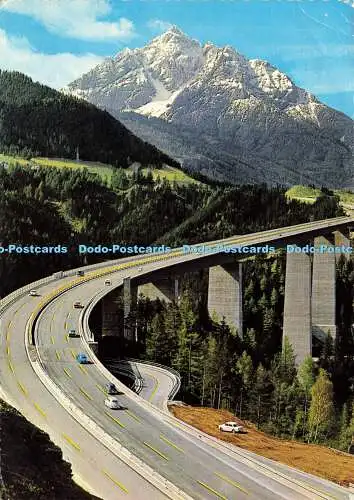 D186146 Europabrücke. Brennerautobahn. Blick gegen Serles 2719 m. Chizzali. 1965