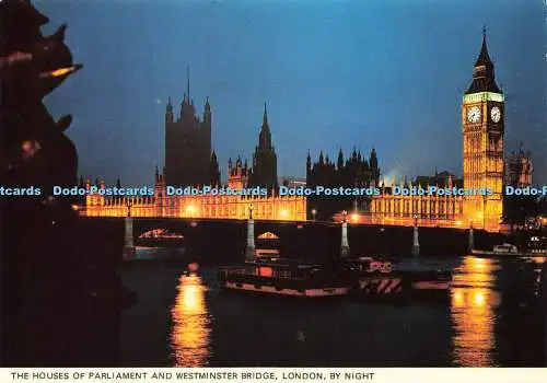 D181551 London. Die Houses of Parliament und die Westminster Bridge. Bei Nacht. Ruper