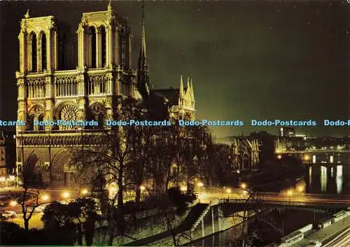 D183115 Paris. la Nuit. Kathedrale Notre Dame beleuchtet. Lyna