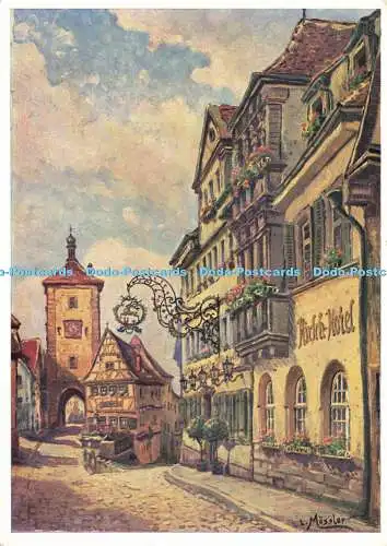 D186378 Hotel Goldener Hirsch mit Blick zum Plonlein. Schneidersche Buchdruckere