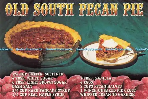 D181663 Old South Pecan Pie. Südstaatenkarte und Neuheit. Rindy Nyberg