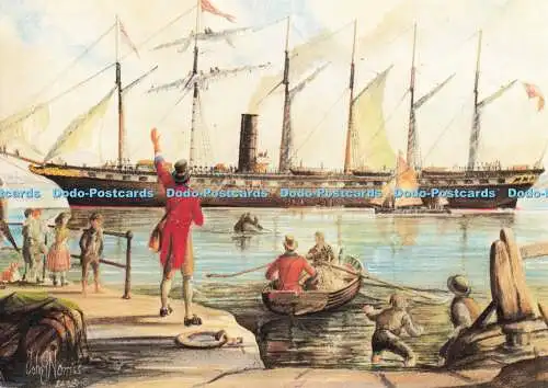 D187910 SS. Großbritannien vor Avonmouth. um 1845. Das größte Dampfschiff. Bris