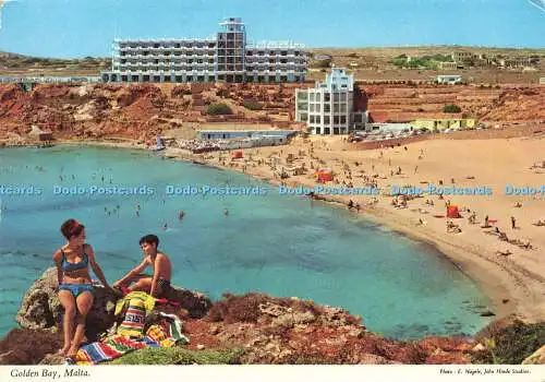 D183318 Malta. Golden Bay. Golden Sands Hotel. John Hinde. E. Nagele