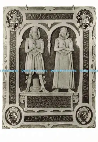 D184782 Cappel. Grabstein der Eheleute Eide Fouwes von 1645 in der Kirche zu Cap