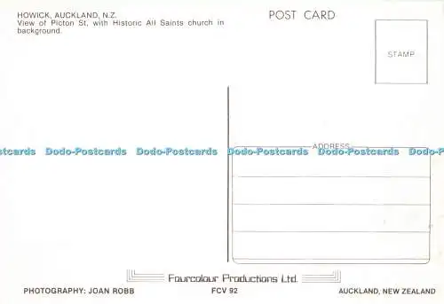 D181878 N. Z. Howick. Auckland. Blick auf Picton St. mit historischem Allerheiligen Chur