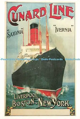 D185037 New York. Boston. Liverpool. Cunard Line Saxonia. Ivernia. Marine Art Po