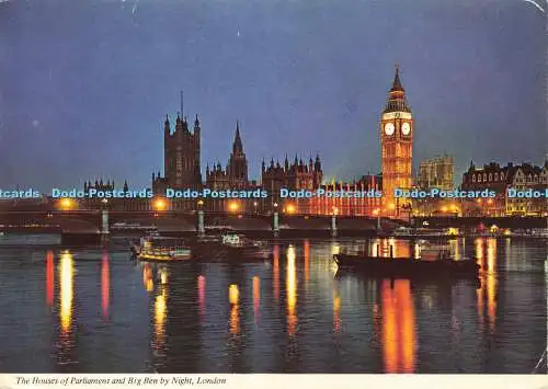 D183685 London. Die Houses of Parliament und Big Ben bei Nacht. I.V.P. Palphot.