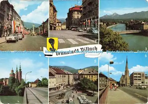 D190097 Österreich. Kärnten. Draustadt Villach. Hauptplatz. Postplatz. Kreuzkirche.