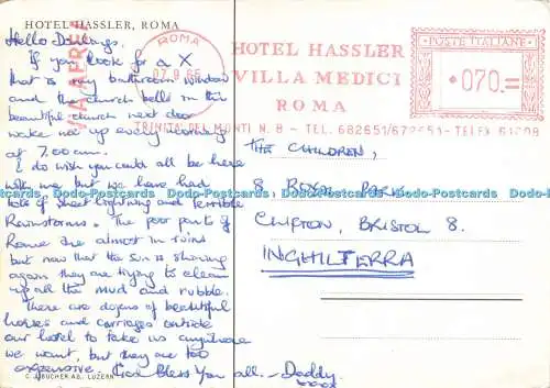 D185374 Roma. Hotel Hassler. C. J. Bucher. 1965