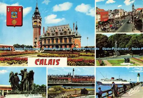 D190248 Calais. L Hotel de Ville. Le Boulevard Jacquard. Les Bourgeois de Calais