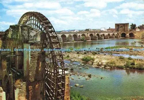 D190356 Cordoba. Blick auf die Albolafia Windmühle und Römerbrücke