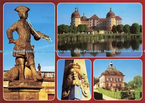 D190485 Moritzburg. Plastik. Piquer. Barockschloss. Distanzsaule. Fasanenschloss