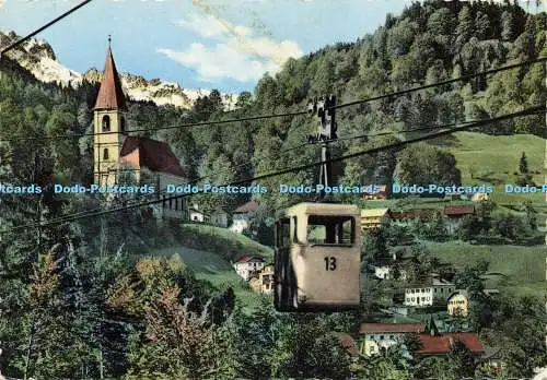 D188872 Salzbergbahn. Blick auf das Dorf. Luftwagen. Alfred Grundler. Gemütliche