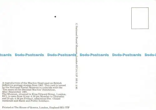 D185691 Eine Reproduktion des Maschinenkopfes, der auf British Definitive Porto Sta