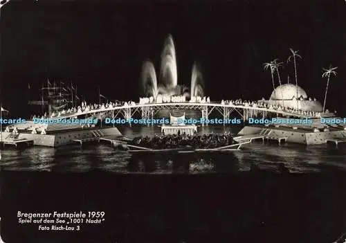 D187514 Bregenzer Festspiele. Spiel auf dem See. 1001 Nacht. Risch Lau. 1959