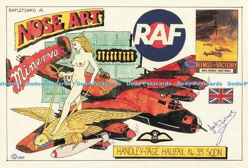 D187682 Nase Art. Minerva. Handley Page Halifax. Nr. 35. Raflet Card No. A 1. J.