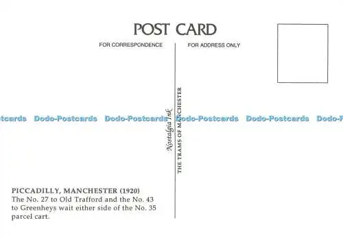 D187692 Piccadilly. Manchester. Die Nr. 27 to Old Trafford und die Nr. 43. bis Gr