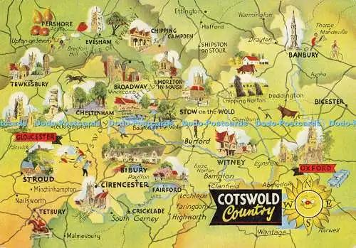 D187751 Cotswold Country. Karte. E. T. W. Dennis. Newcolour