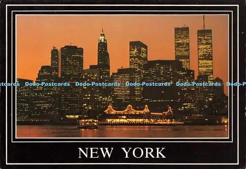 D189252 New York. Beleuchtete Skyline von Lower New York. South Street Seaport in th