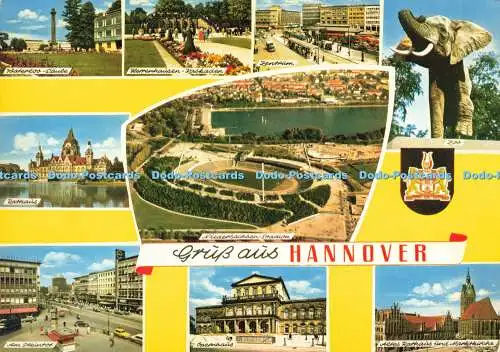 D191063 Gruss aus Hannover. Rathaus. Am Steintor. Opernhaus. Zoo. Schmorl und vo