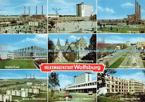 D191067 Volkswagenstadt Wolfsburg. Hallenbad. VW Werk. Rathaus. Blick v. Hochhau