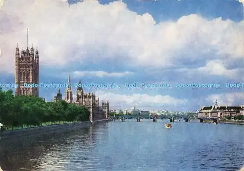 D189493 London. Houses of Parliament von der Themse. A.V. Fry