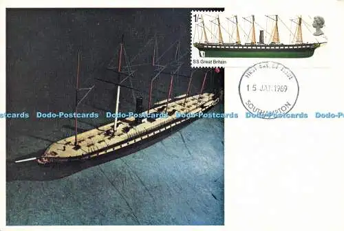 D191197 S.S. Großbritannien. Dampfschiff mit Schraubantrieb 1845. Cameo Briefmarken