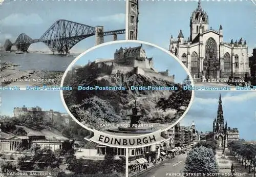 D191354 Edinburgh. Nationalgalerien. Princes Street und Scott Monument. St. Gi