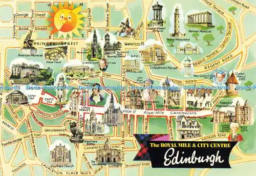 D191359 Edinburgh. Die Royal Mile und das Stadtzentrum. Karte. E. T. W. Dennis. Photoco