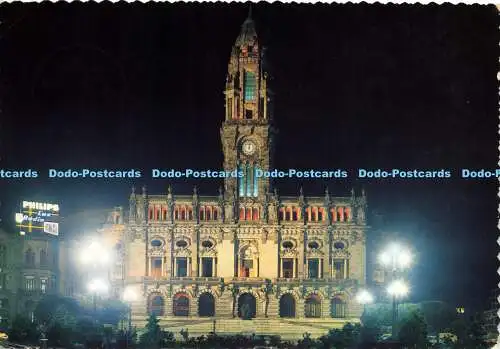 D191397 Porto. Vue Nocturne. Hotel de Ville