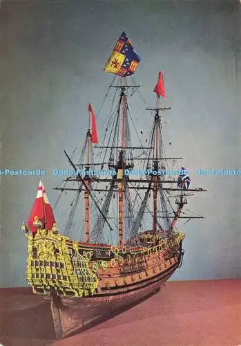 D191570 H.M.S. Prince. 1670. Stern eines zeitgenössischen Modells eines erstklassigen