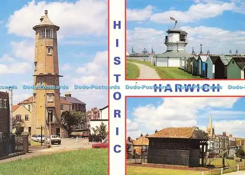 D170485 Historisches Harwich. Hoher Leuchtturm. Küstenkarten. Dennis Print. D. Han