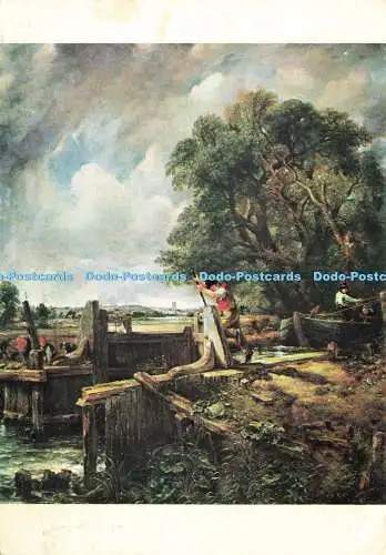 D168863 Privatsammlung. Ein Lastkahn passiert eine Schleuse auf der Stour. John Constable.