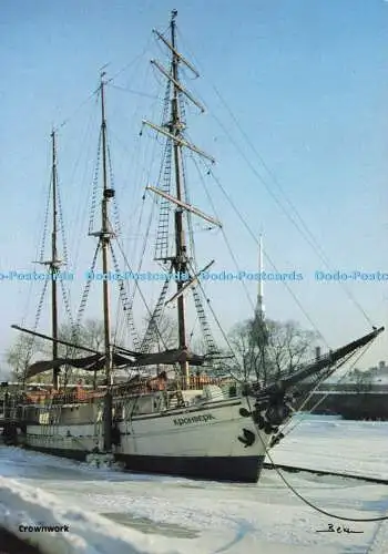D169103 Crownwork. Russische Barke gesehen hier überwintern auf dem gefrorenen Fluss Newa i