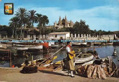 D170968 Mallorca. Palma. Fisherman Wharf und Kathedrale. Fisa. Nr. 1423. A. Subir