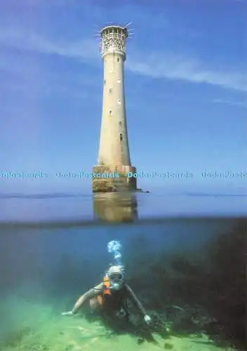 D169219 Unterwasser Scilly. Diver and Bishop Rock Lighthouse. Design und Druck. M