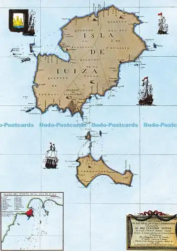 D169227 Ibiza. Isla Blanca. Antike Karte von Ibiza. Fisa. Nr. 204. Subirate Casano