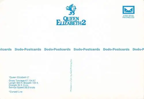 D172461 Queen Elizabeth 2. Cunard Line. Delit Printing