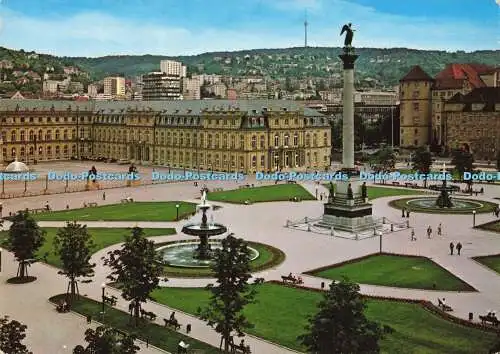 D171477 Stuttgart. Schlossplatz mit Fernsehturm. Schoning. Gebrüder Schmidt