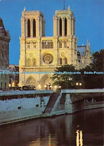 D173979 Paris. Notre Dame bei Einbruch der Dunkelheit. Alfred Ziethen. Azet Farbe