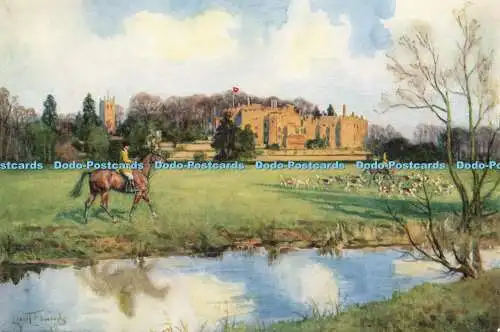 D169877 XII. Jahrhundert Berkeley Castle. Die Berkeley Foxhounds im Vordergrund.