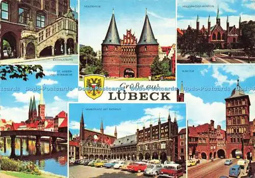 D170083 Grusse aus Lübeck. Marktplatz Mit Rathaus. J. P. Jantzen. Multi View